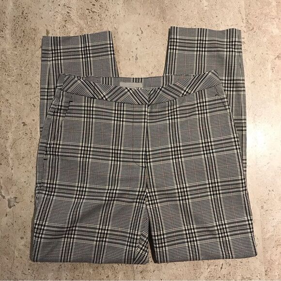 H&M Houndstooth Straight Leg Skinny Trouser Dress Pants Size 4 - Picture 1 of 6